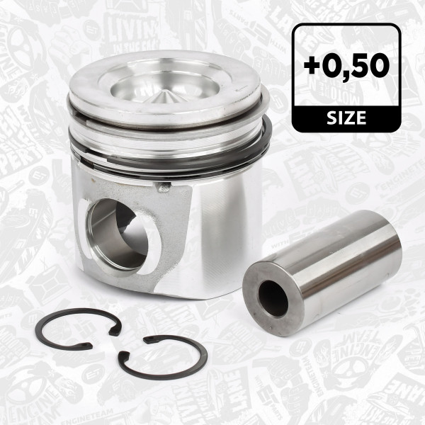 Piston with rings and pin - PM000650 ET ENGINETEAM - 2996317, 4898822, 2996854
