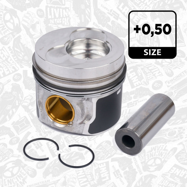PM001950, Piston with rings and pin, ET ENGINETEAM, Skoda VW Audi Seat 1,9TDI 2000-2009, 0308702, 99471620, 71-5049-50