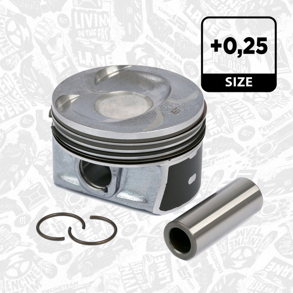 Piston with rings and pin - PM004825 ET ENGINETEAM - 40477610
