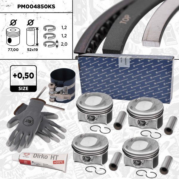 Piston kit - PM004850KS ET ENGINETEAM - 40477620, 87-429907-00