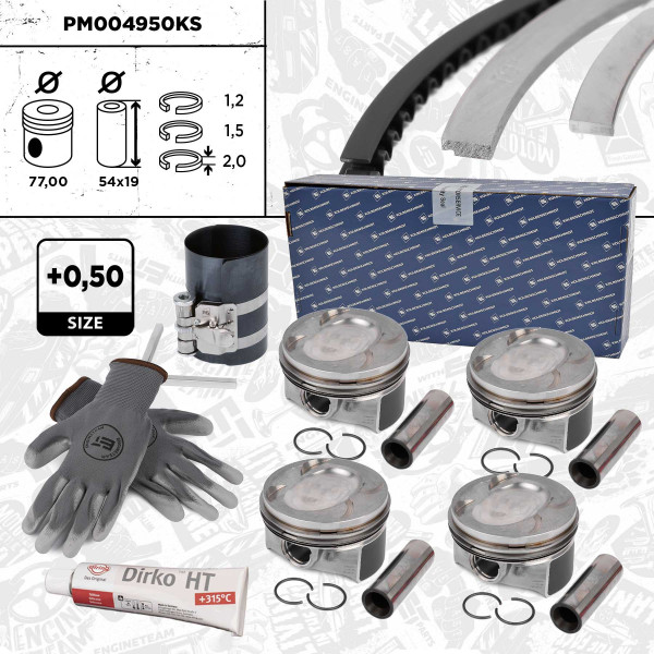 Piston kit - PM004950KS ET ENGINETEAM - 028PI00117002, 40846620, 856885M