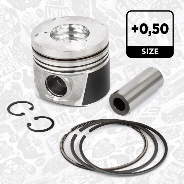 PM005450, Piston with rings and pin, ET ENGINETEAM, Nissan Cabstar King Cab Navara NP3000 Pathfinder 2,5TD 2,5dCi YD25DDTi 2005+