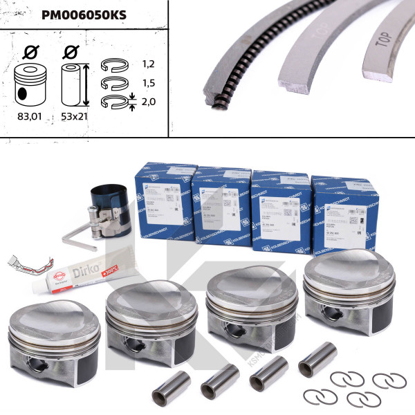 Piston kit - PM006050KS ET ENGINETEAM - 40251620