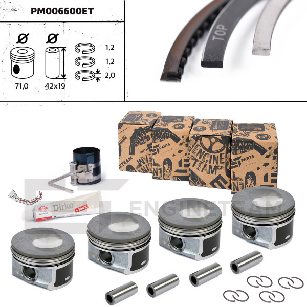 Piston kit - PM006600ET ET ENGINETEAM - 03F107065F, 03F107065G, 03F107065A
