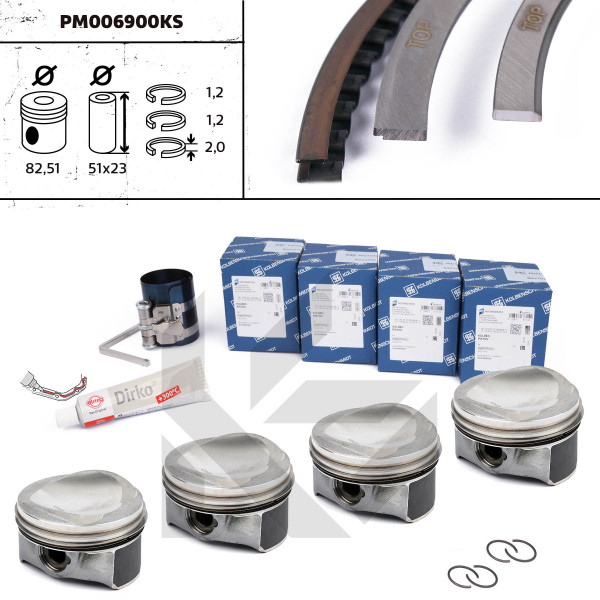Piston kit - PM006900KS ET ENGINETEAM - 06H107065DL, 06H107065CP, 41197600