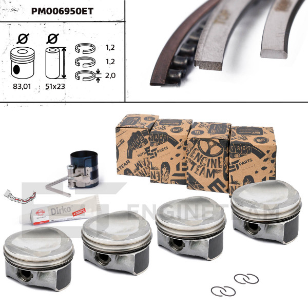 Piston kit - PM006950ET ET ENGINETEAM - 41197620