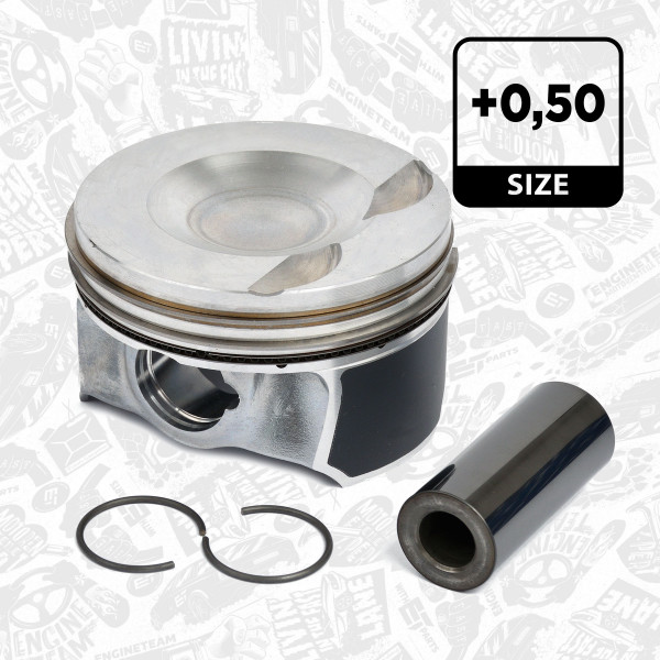 PM007050, Piston with rings and pin, ET ENGINETEAM, 028PI00134002, 41198620