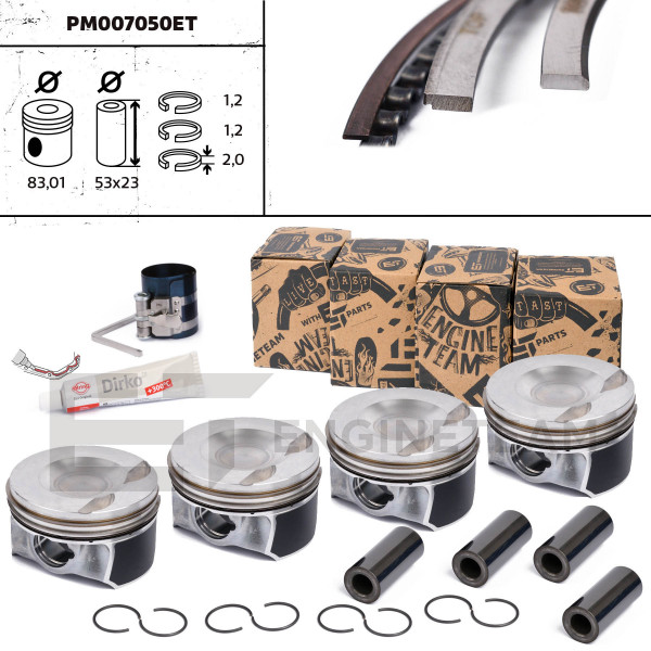 Piston kit - PM007050ET ET ENGINETEAM - 028PI00134002, 41198620