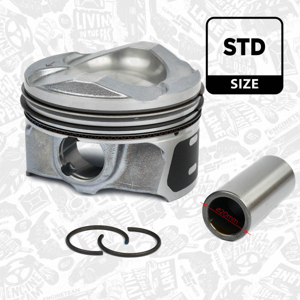 PM008500, Piston with rings and pin, ET ENGINETEAM, Ford B-Max C-Max Fiesta Focus Transit Courier Mondeo M2D2 M2GA SFCB 1,0 EcoBoost 2012+, 1832679, CM5Z-6108-D, CM5Z6108D, 41949600, 854250, 857020