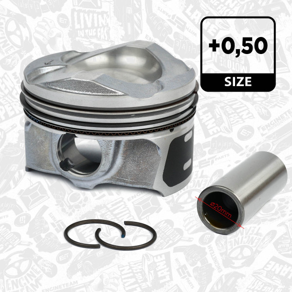 PM008550, Piston with rings and pin, ET ENGINETEAM, Ford B-Max C-Max Fiesta Focus Transit Courier Mondeo M2D2 M2GA SFCB 1,0 EcoBoost 2012+, 857025