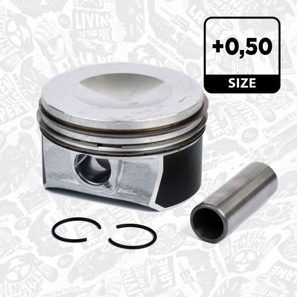 Piston with rings and pin - PM008750 ET ENGINETEAM - 0332102, 41281620