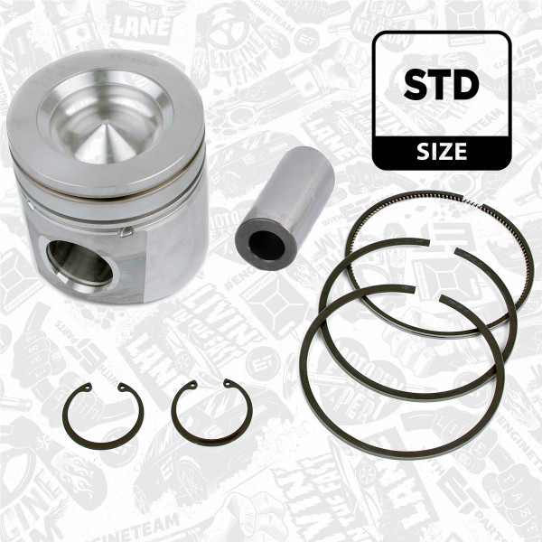 PM010300, Piston with rings and pin, ET ENGINETEAM, Cummins DAF CF/LF Ford Cargo VDL Citea PX5 PX7 ISB4.5 ISB6.7 CPL 279 1265 1283 1388 1489 1490 2583 2715 2786 2787 3059 3060 3065 3066 3067 3094 3095 3096 3098 3313 3315 3316 3335 3381 3389 3650 8230 8232 8233 8234 8347 Euro6 2013+, 1704036, 4376347, 1707319, 4938619, 4955365, 4955520, 41541600, 13060201055, 13060202112, 1703535, 5336103, 5397377, 6755312110, 6755312111