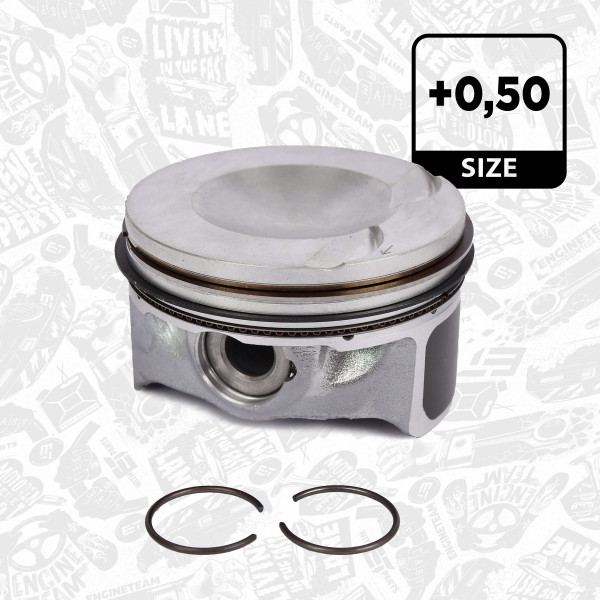 Piston with rings and pin - PM010850 ET ENGINETEAM - 41501620