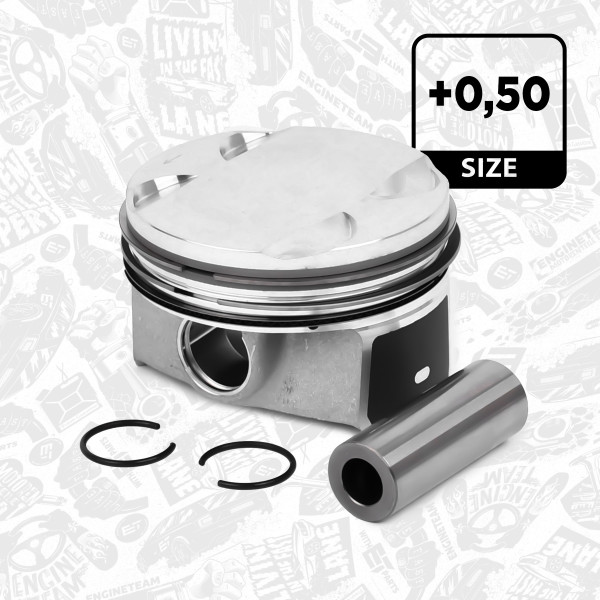 Piston with rings and pin - PM011350 ET ENGINETEAM - 028PI00153002
