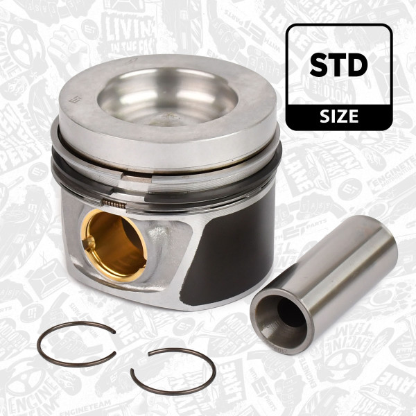 Piston with rings and pin - PM011600 ET ENGINETEAM - 03L107065AG, 03L107065AH, 03L107065T