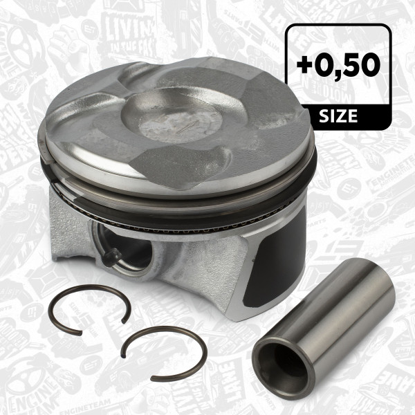 Piston with rings and pin - PM011750 ET ENGINETEAM