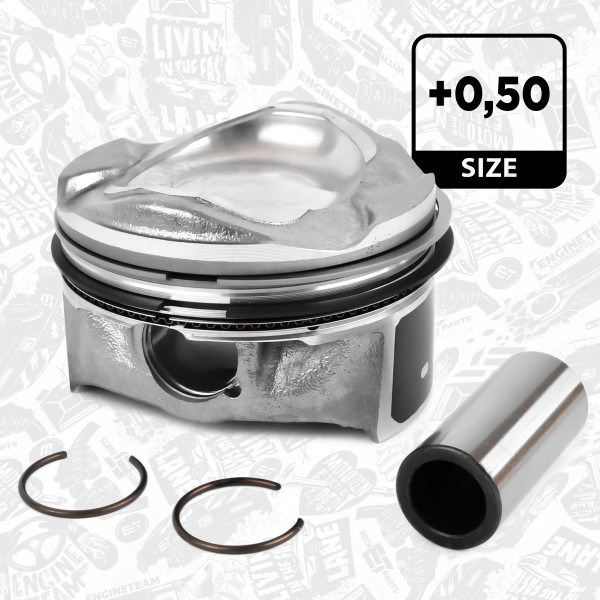 Piston with rings and pin - PM012450 ET ENGINETEAM - 857078
