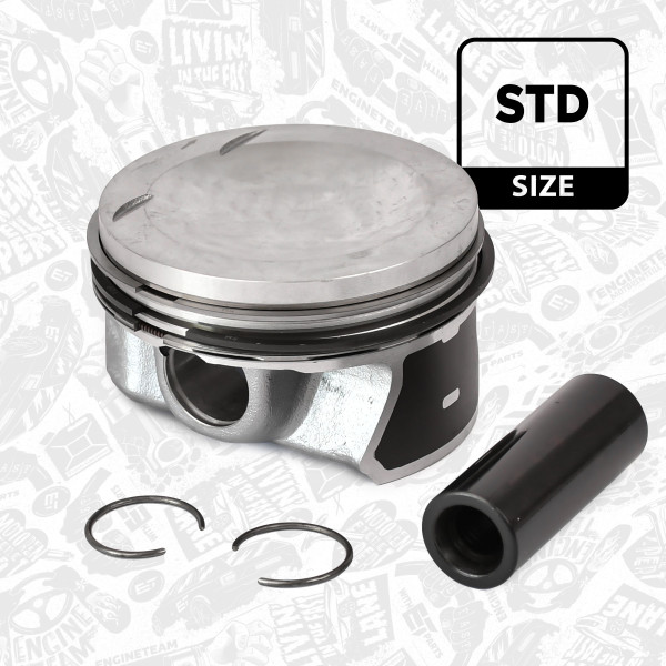 Piston with rings and pin - PM012900 ET ENGINETEAM - 06D107066R, 06D107066S, 06J198151