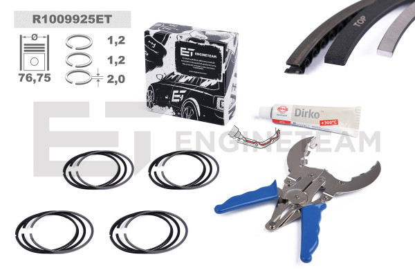 R1009925ET, 4x Piston Ring Kit, ET ENGINETEAM, 02801N1, 800073310025