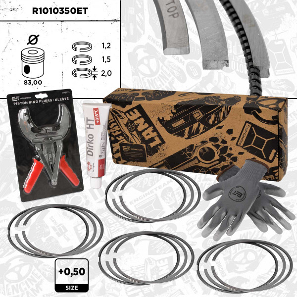 R1010350ET, 4x Piston Ring Kit, ET ENGINETEAM, 800073810050