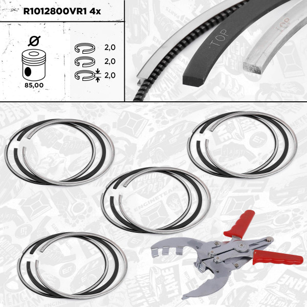 4x Piston Ring Kit - R1012800VR1 ET ENGINETEAM - 1607401380, 0640X1, 640X1