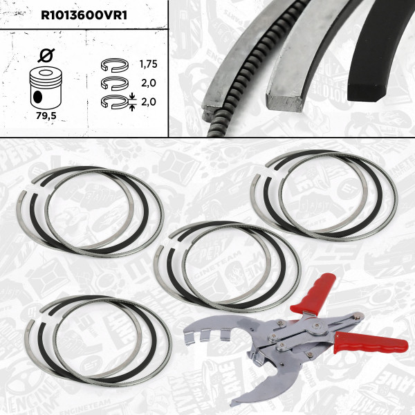 4x Piston Ring Kit - R1013600VR1 ET ENGINETEAM - 04L198151H, 04L198151A