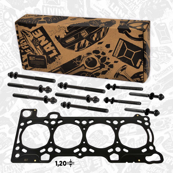 TH0042BT, Gasket, cylinder head + bolt set, ET ENGINETEAM, Fiat Iveco Ducato Daily III Daily IV F1AE 2,3D 2002+, 500387068, 500347039, 500347040
