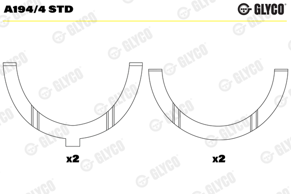 Thrust Washer, crankshaft - A194/4 STD GLYCO - 1901624, 1901625, 1901626