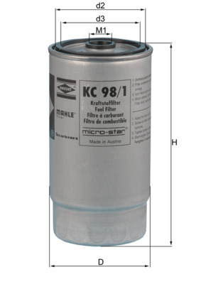 Fuel Filter - KC98/1 MAHLE - 13327786647, 7786647, 1457434324