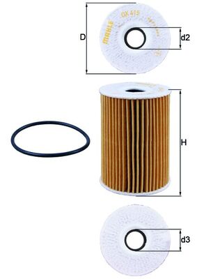 Oil Filter - OX415D MAHLE - 152082W200, 4415218, 5001869773