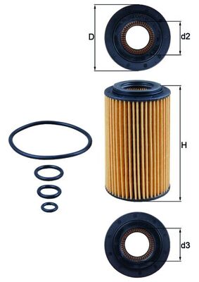 Oil Filter - OX153/7D MAHLE - 0001802209, 0001802309, 0011849425