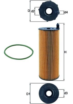 Oil Filter - OX196/3D MAHLE - 057115561M, 95510722200, 109709