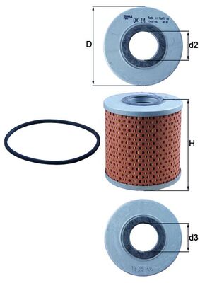 Oil Filter - OX14D MAHLE - 0003082667, 004411064, 101606