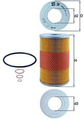 Oil Filter - OX44D MAHLE - 0001334990, 0001842145, 0001844125
