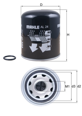 AL24, Air Dryer Cartridge, compressed-air system, MAHLE, 0004295695, 1506635, 1699132, 5001865037, 64521040002, R950068, 0004295795, 1527757, 20557234, 7421267820, 81.52155-0045, 1782420, 20972915, 4295695, 81.52155-0046, 1872122, 21508133, 4295795, 81521086025, 21620181, 81521550040, 8840483382, 3090268, 81521550041, 884483382, 3090288, 81521550042, A0004295695, 85110799, A0004295795