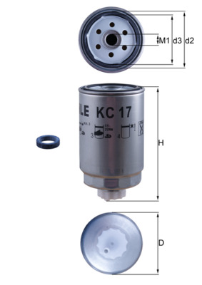 Palivový filtr - KC17D MAHLE - 0001809390, 0009831617, 01174391