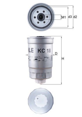 Palivový filtr - KC18 MAHLE - 0004465121, 0007788444, 0009831625