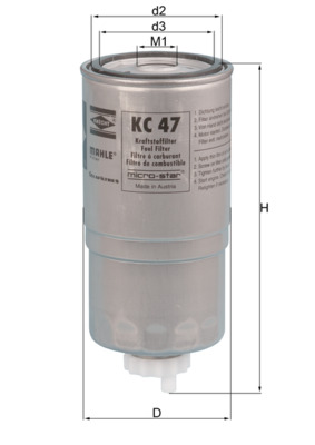 Palivový filtr - KC47 MAHLE - 13322243653, STC2827, 2243653
