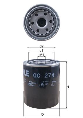Oil Filter - OC274 MAHLE - 1230A045, 1560178010, 156071480