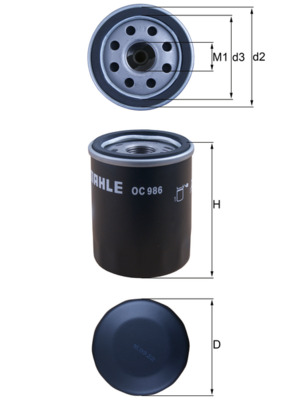 Oil Filter - OC986 MAHLE - 0055230822, 1535505, 46544820