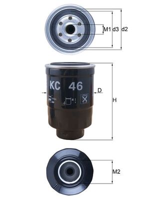 Palivový filtr - KC46 MAHLE - 0818506, 12175055700, 14536511