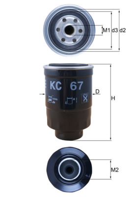Palivový filtr - KC67 MAHLE - 1112654, 164003S30A, 190684