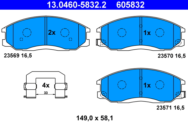 Brake Pad Set, disc brake - 13.0460-5832.2 ATE - 4813008260, 58101-3AA10, 58101-3AA20