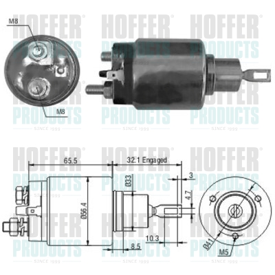 Solenoid Switch, starter - HOF46067 HOFFER - STC1245, NAD100390*, 0001218152*