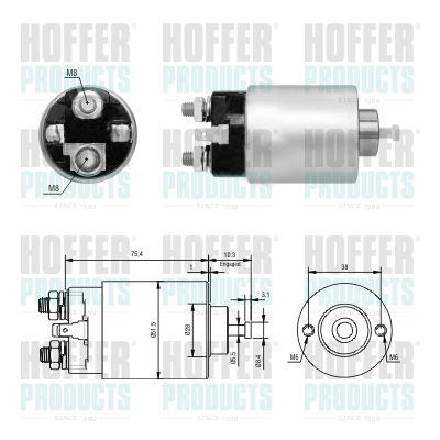 Solenoid Switch, starter - HOF46305 HOFFER - ME204425*, MO01T74181A*, MO02T75071*