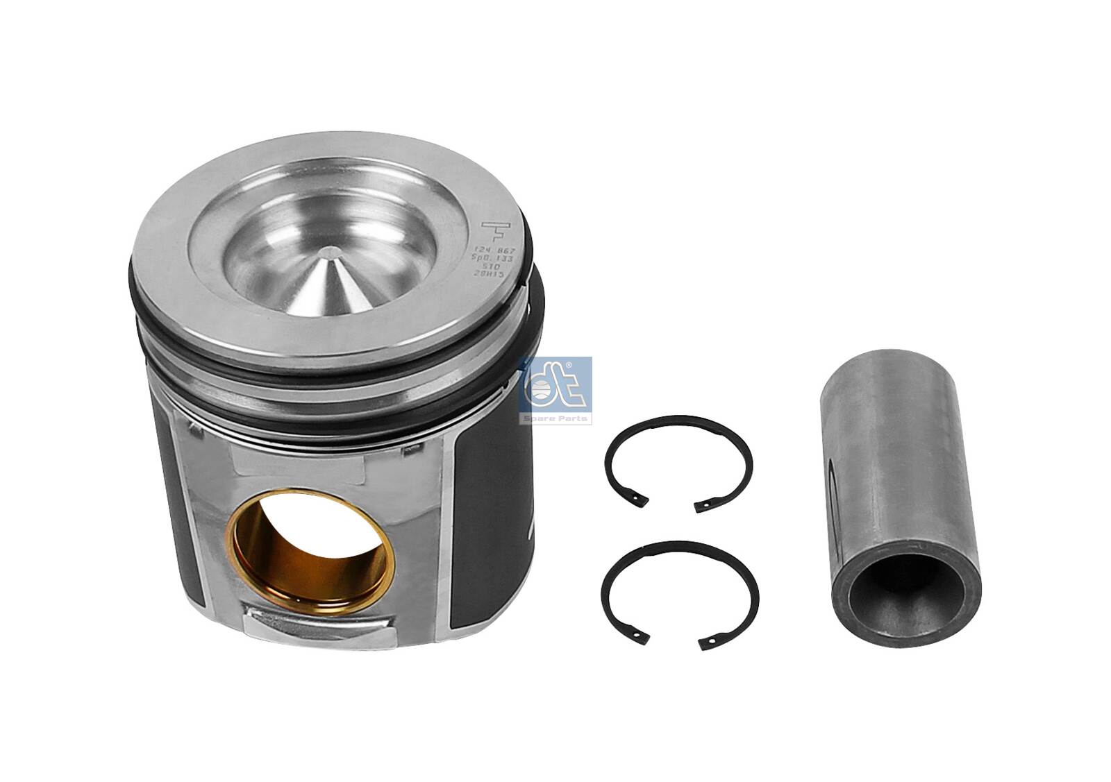 7.54658, Piston with rings and pin, DT Spare Parts, 02996141, 02996319, 02996796, 02997436, 2996141, 2996319, 2996796, 2997436, 500054837, 500054838, 065.156, 103712, 120480, 41478600, 120482, 41478960, 87-434100-00, 782160/782165, 782190/782195, 852300, 7.54658
