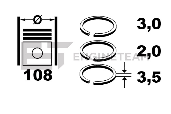 Piston Ring Kit - R1009200 ET ENGINETEAM - 04501338, 040321101300, 08-136900-00
