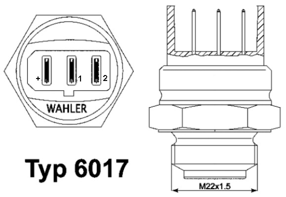 Temperaturschalter, Kühlerlüfter - 6017.95D BorgWarner (Wahler) - 191959481A, 441044330186, 191959481C